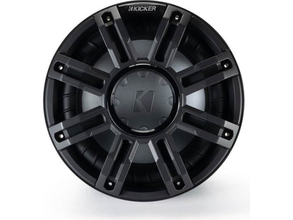 Kicker 51MWF104 Premium M-Class 10" 4-ohm marine subwoofer with RGBW LED lighting — optimized for free-air applications (Charcoal Grille)