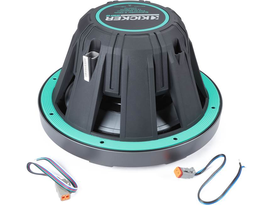 Kicker 51MWF124 Premium M-Class 12" 4-ohm marine subwoofer with RGBW LED lighting — optimized for free-air applications (Charcoal Grille)