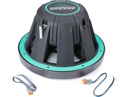 Kicker 51MWF124 Premium M-Class 12" 4-ohm marine subwoofer with RGBW LED lighting — optimized for free-air applications (Charcoal Grille)