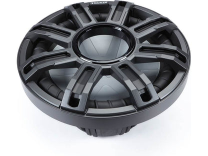 Kicker 51MWF124 Premium M-Class 12" 4-ohm marine subwoofer with RGBW LED lighting — optimized for free-air applications (Charcoal Grille)