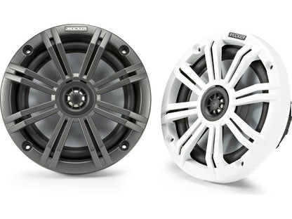 Kicker 45KM654 6-1/2" marine speakers with charcoal and white grilles