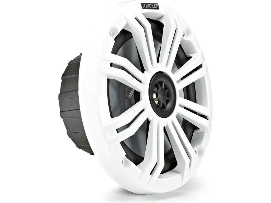 Kicker 45KM654 6-1/2" marine speakers with charcoal and white grilles