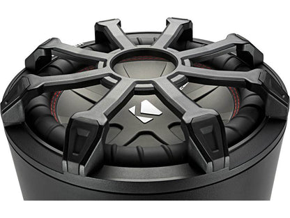 Kicker 46CWTB102 Weather-proof sealed tube enclosure with one 10" 2-ohm subwoofer and 10" passive speaker