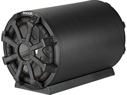Kicker 46CWTB104 Weather-proof sealed tube enclosure with one 10" 4-ohm subwoofer and 10" passive speaker