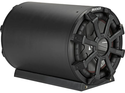 Kicker 46CWTB104 Weather-proof sealed tube enclosure with one 10" 4-ohm subwoofer and 10" passive speaker
