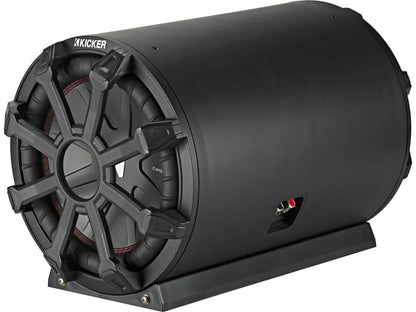 Kicker 46CWTB104 Weather-proof sealed tube enclosure with one 10" 4-ohm subwoofer and 10" passive speaker