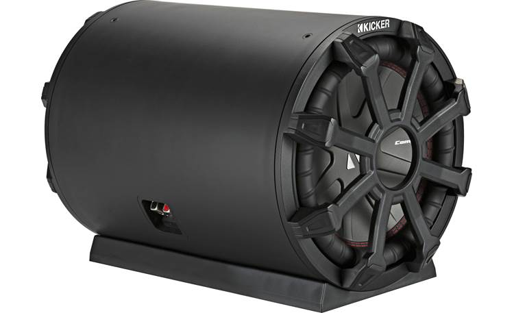 Kicker 46CWTB104 Weather-proof sealed tube enclosure with one 10" 4-ohm subwoofer and 10" passive speaker