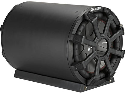 Kicker 46CWTB104 Weather-proof sealed tube enclosure with one 10" 4-ohm subwoofer and 10" passive speaker