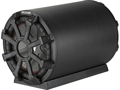 Kicker 46CWTB104 Weather-proof sealed tube enclosure with one 10" 4-ohm subwoofer and 10" passive speaker