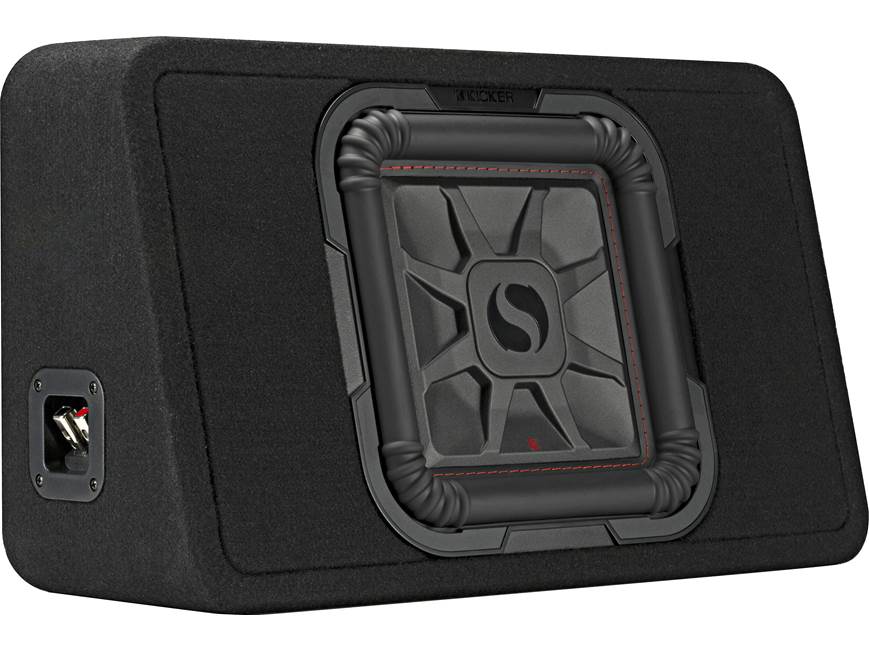 Kicker 46TL7T102 Sealed 2-ohm enclosure with single 10" L7T Series shallow-mount square subwoofer