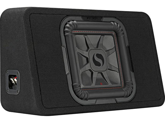 Kicker 46TL7T102 Sealed 2-ohm enclosure with single 10" L7T Series shallow-mount square subwoofer