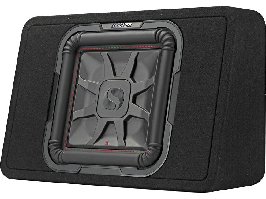 Kicker 46TL7T122 Sealed 2-ohm enclosure with single square L7T Series 12" shallow-mount subwoofer