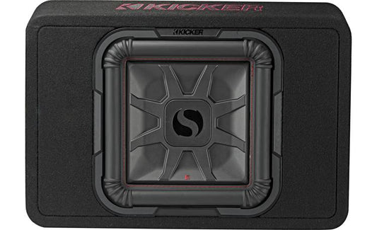 Kicker 46TL7T122 Sealed 2-ohm enclosure with single square L7T Series 12" shallow-mount subwoofer