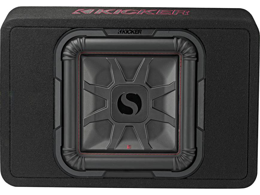 Kicker 46TL7T122 Sealed 2-ohm enclosure with single square L7T Series 12" shallow-mount subwoofer