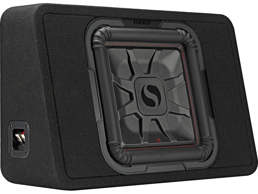 Kicker 46TL7T122 Sealed 2-ohm enclosure with single square L7T Series 12" shallow-mount subwoofer