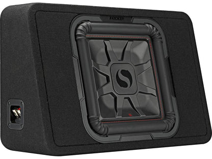Kicker 46TL7T122 Sealed 2-ohm enclosure with single square L7T Series 12" shallow-mount subwoofer