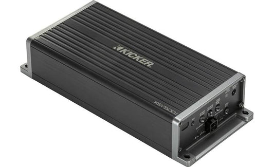 Kicker 47KEY500.1 Compact mono subwoofer amplifier with automatic tuning DSP — 500 watts RMS at 1 ohm