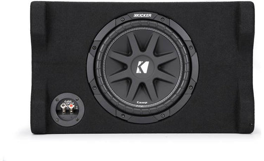 Kicker 48CDF104 Comp Series sealed down-firing enclosure with 10" 4-ohm subwoofer