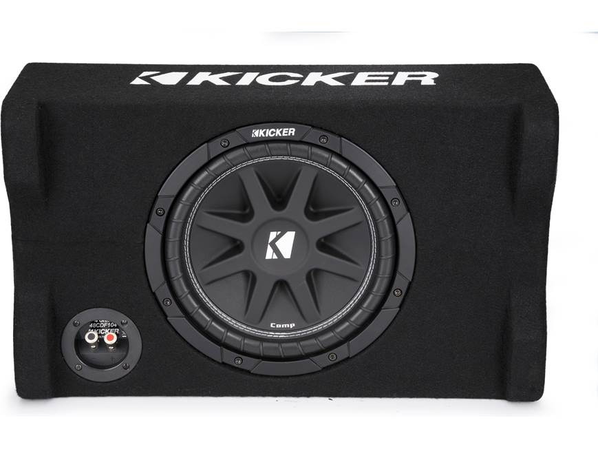 Kicker 48CDF104 Comp Series sealed down-firing enclosure with 10" 4-ohm subwoofer