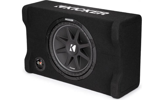 Kicker 48CDF124 Comp Series sealed downward-firing enclosure with 12" 4-ohm subwoofer