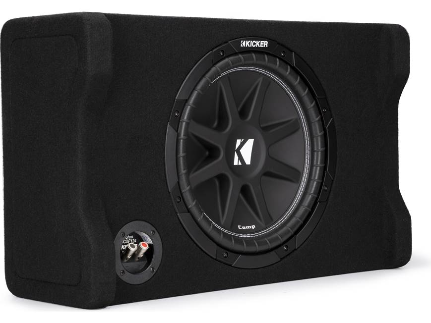 Kicker 48CDF124 Comp Series sealed downward-firing enclosure with 12" 4-ohm subwoofer