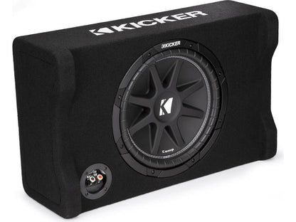 Kicker 48CDF124 Comp Series sealed downward-firing enclosure with 12" 4-ohm subwoofer
