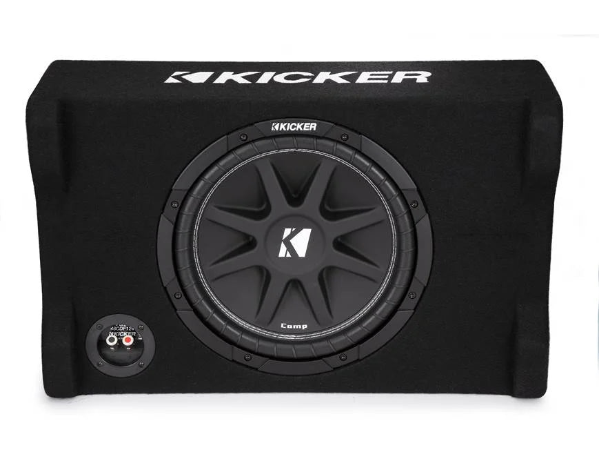 Kicker 48CDF124 Comp Series sealed downward-firing enclosure with 12" 4-ohm subwoofer