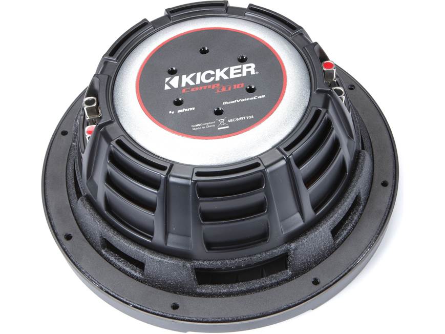 Kicker 48CWRT104 CompRT Series shallow-mount 10" subwoofer with dual 4-ohm voice coils