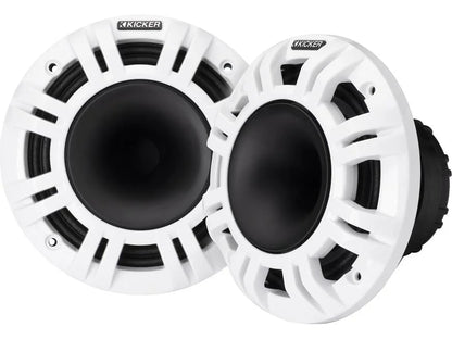 Kicker 48KMXL654 6-1/2" marine speakers with white and charcoal grilles
