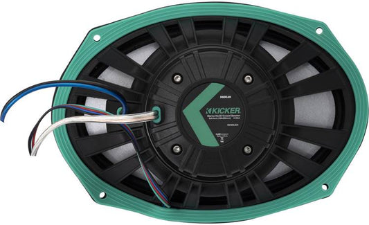 Kicker 48KMXL694 6" x 9" LED marine speakers with white and charcoal grilles