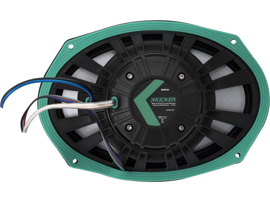 Kicker 48KMXL694 6"x9" LED marine speakers with white and charcoal grilles