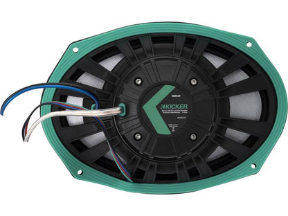 Kicker 48KMXL694 6"x9" LED marine speakers with white and charcoal grilles