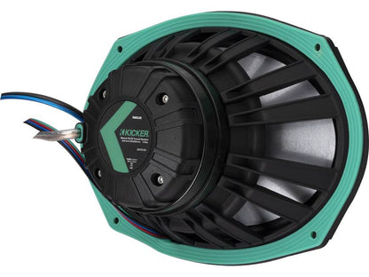 Kicker 48KMXL694 6"x9" LED marine speakers with white and charcoal grilles