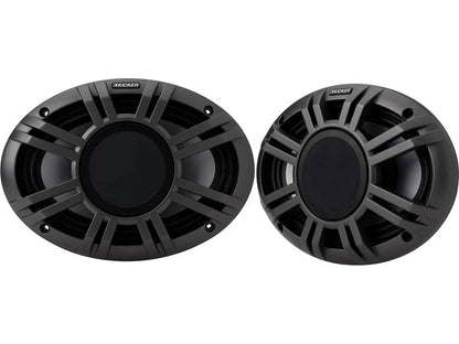 Kicker 48KMXL694 6"x9" LED marine speakers with white and charcoal grilles