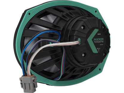 Kicker 48KMXL694 6"x9" LED marine speakers with white and charcoal grilles