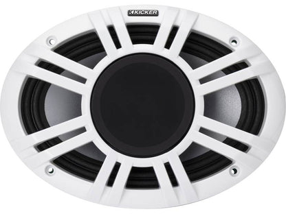 Kicker 48KMXL694 6"x9" LED marine speakers with white and charcoal grilles