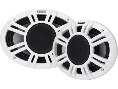 Kicker 48KMXL694 6"x9" LED marine speakers with white and charcoal grilles