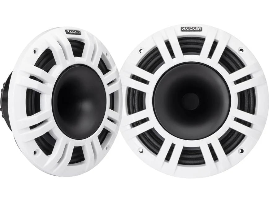 Kicker 48KMXL84 8" marine speakers with white and charcoal grilles