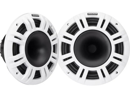 Kicker 48KMXL84 8" marine speakers with white and charcoal grilles