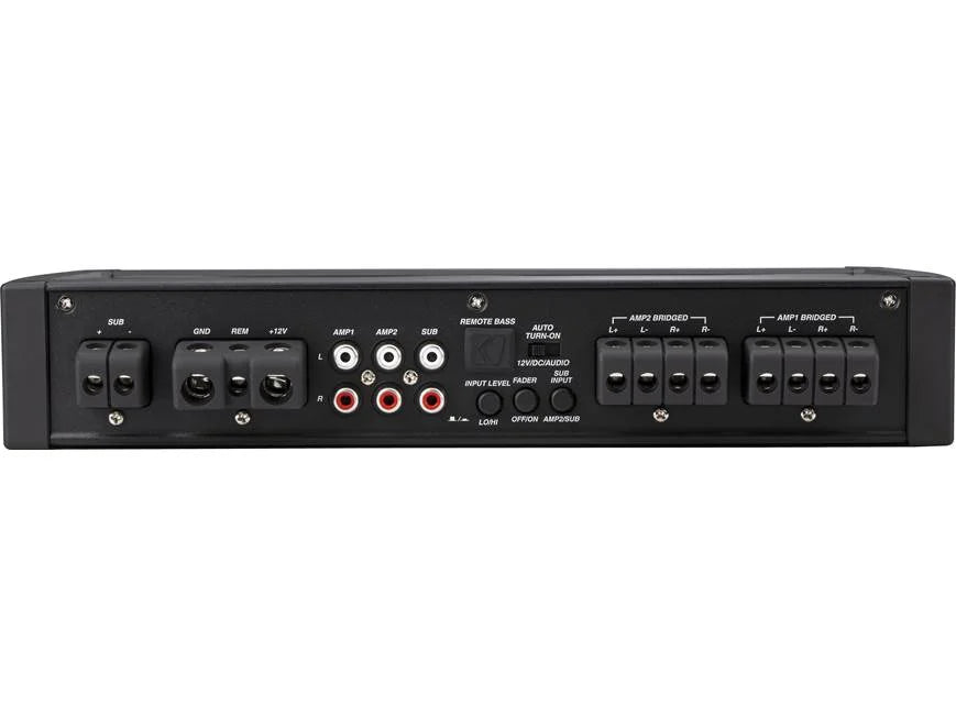 Kicker 48KXMA900.5 KXMA Series 5-channel marine amplifier — 75 watts RMS x 4 at 4 ohms + 400 watts RMS x 1 at 2 ohms