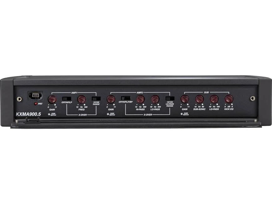 Kicker 48KXMA900.5 KXMA Series 5-channel marine amplifier — 75 watts RMS x 4 at 4 ohms + 400 watts RMS x 1 at 2 ohms