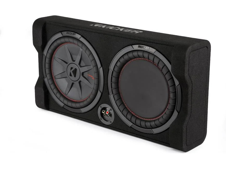 Kicker 48TRTP122 Sealed downward-firing enclosure with CompRT® 12" shallow-mount subwoofer and passive radiator