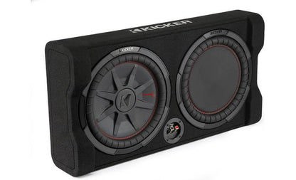 Kicker 48TRTP122 Sealed downward-firing enclosure with CompRT® 12" shallow-mount subwoofer and passive radiator