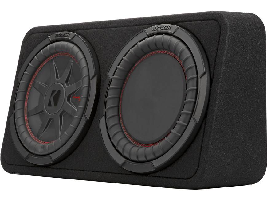 Kicker 48TCWRT102 Truck-style sealed enclosure with single 10" CompRT® 2-ohm subwoofer and passive radiator