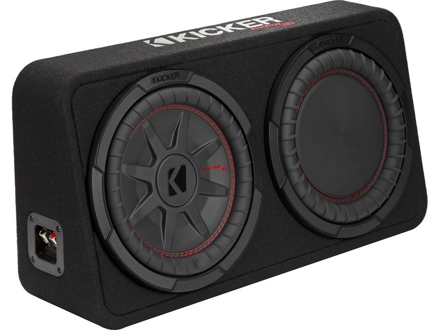 Kicker 48TCWRT102 Truck-style sealed enclosure with single 10" CompRT® 2-ohm subwoofer and passive radiator