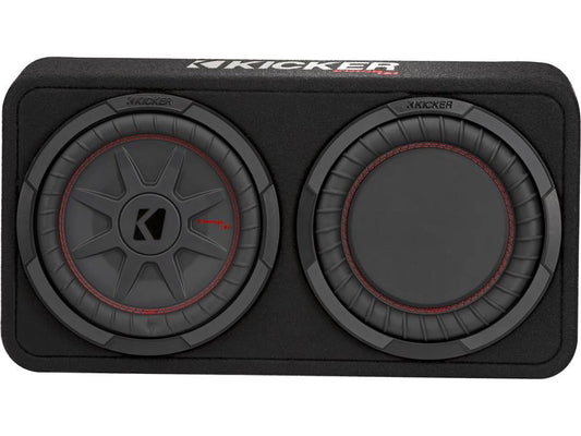 Kicker 48TCWRT102 Truck-style sealed enclosure with single 10" CompRT® 2-ohm subwoofer and passive radiator