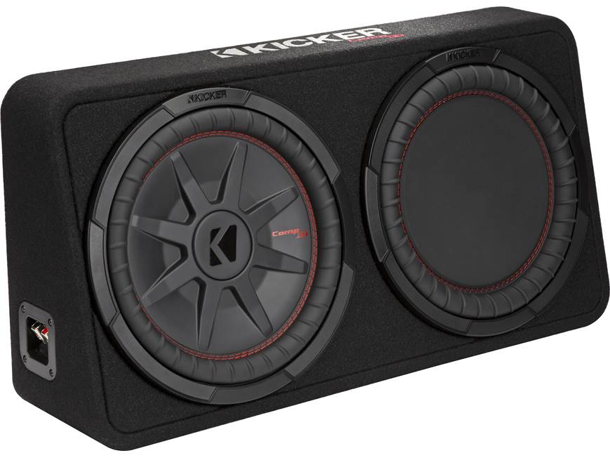 Kicker 48TCWRT122 Truck-style sealed enclosure with single 12" CompRT® 2-ohm subwoofer and passive radiator