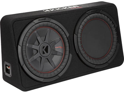 Kicker 48TCWRT122 Truck-style sealed enclosure with single 12" CompRT® 2-ohm subwoofer and passive radiator