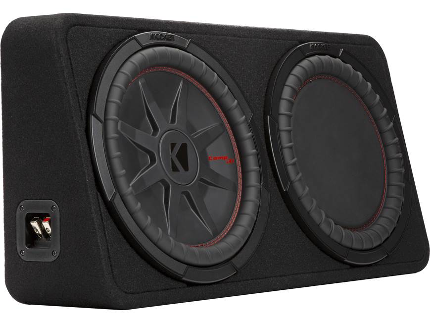 Kicker 48TCWRT122 Truck-style sealed enclosure with single 12" CompRT® 2-ohm subwoofer and passive radiator