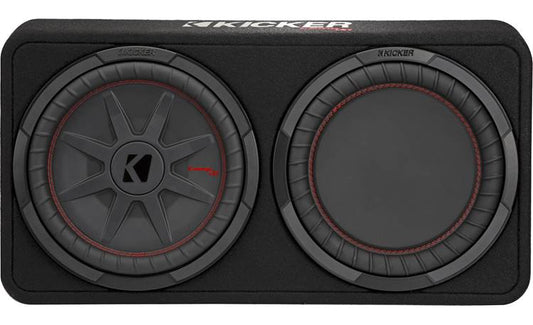 Kicker 48TCWRT122 Truck-style sealed enclosure with single 12" CompRT® 2-ohm subwoofer and passive radiator